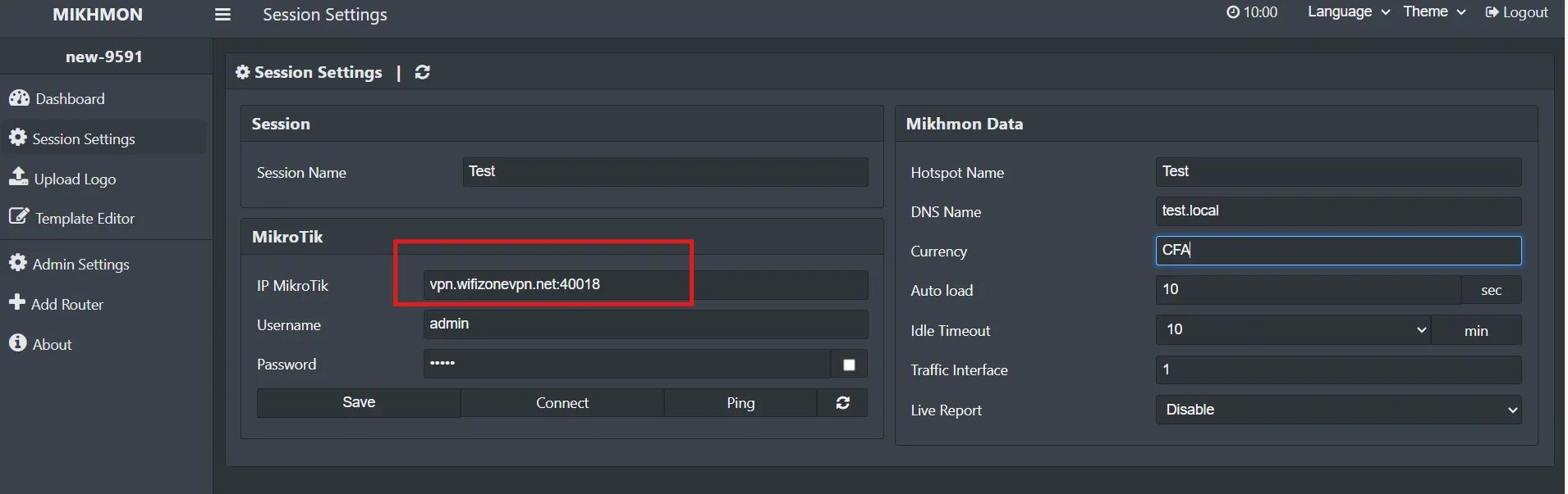 Ajout routeur dans Mikhmon