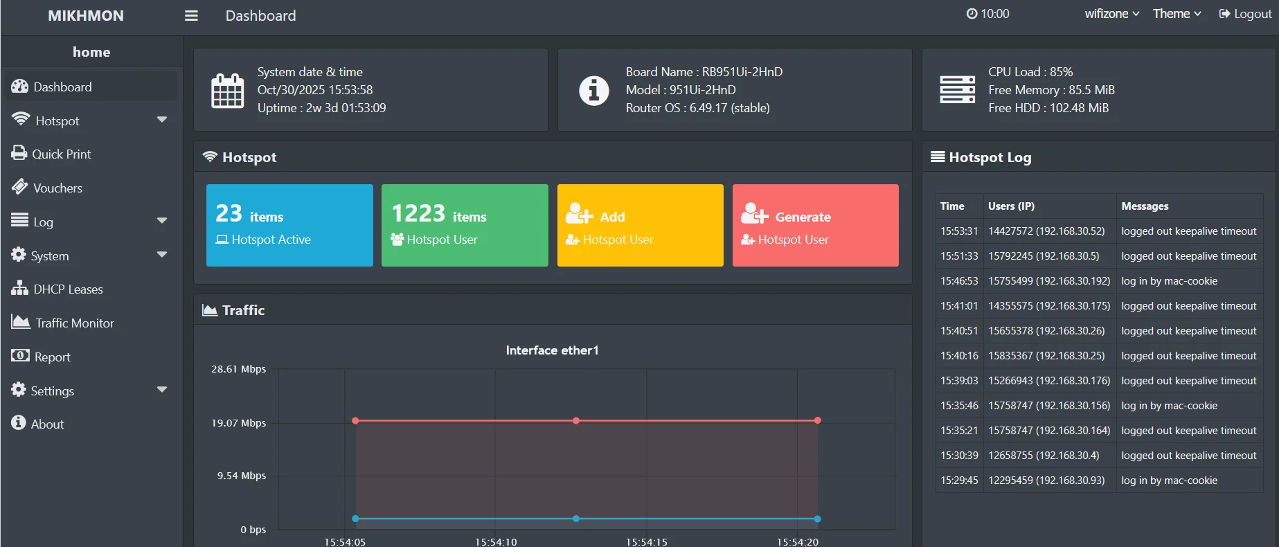 Ajout routeur dans Mikhmon