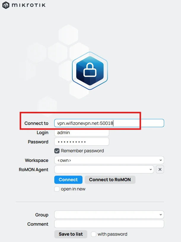Winbox connexion distante avant clic